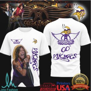 Minnesota Vikings Official NFL and Aerosmith 3D Shirt Minnesota Vikings Official NFL and Aerosmith 3D Shirt