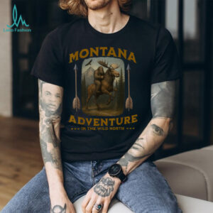 Montana and a Bigfoot Riding a Moose, Funny Sasquatch T Shirt