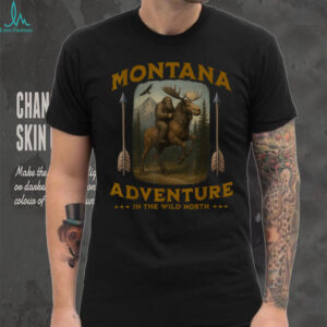 Montana and a Bigfoot Riding a Moose, Funny Sasquatch T Shirt