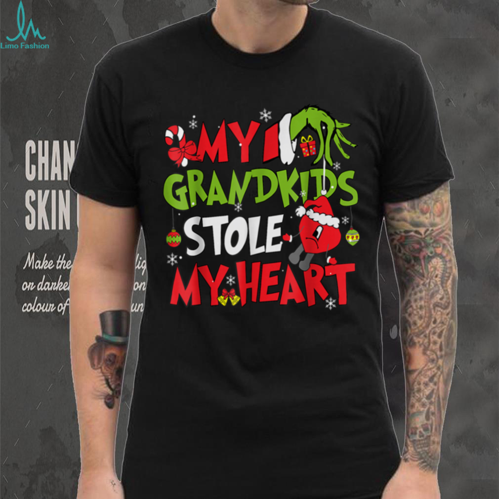 My Grandkids Stole My Heart Christmas Xmas Family Matching T Shirt My Grandkids Stole My Heart Christmas Xmas Family Matching T Shirt