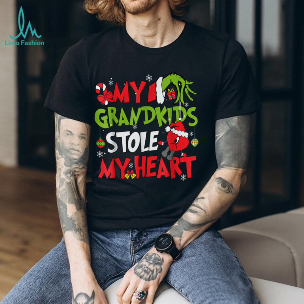 My Grandkids Stole My Heart Christmas Xmas Family Matching T Shirt My Grandkids Stole My Heart Christmas Xmas Family Matching T Shirt