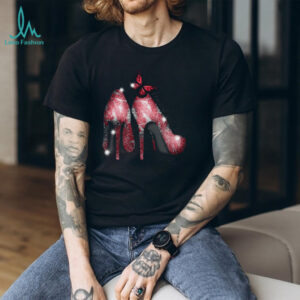 Nebraska Cornhuskers Red Glitter High Heels Graphic T Shirt