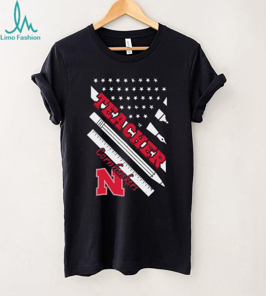 Nebraska Cornhuskers Teacher American Flag T Shirt Nebraska Cornhuskers Teacher American Flag T Shirt