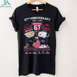 New England Patriots 67th Anniversary Peanuts Charlie Brown & Snoopy T Shirt