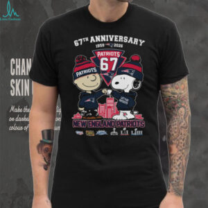 New England Patriots 67th Anniversary Peanuts Charlie Brown & Snoopy T Shirt