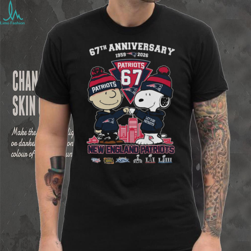 New England Patriots 67th Anniversary Peanuts Charlie Brown & Snoopy T Shirt New England Patriots 67th Anniversary Peanuts Charlie Brown & Snoopy T Shirt