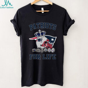 New England Patriots For Life T Shirt Championship Rings & Helmet Design