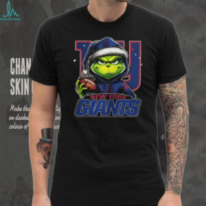 New York Giants Grinch Santa Hat Football T Shirt