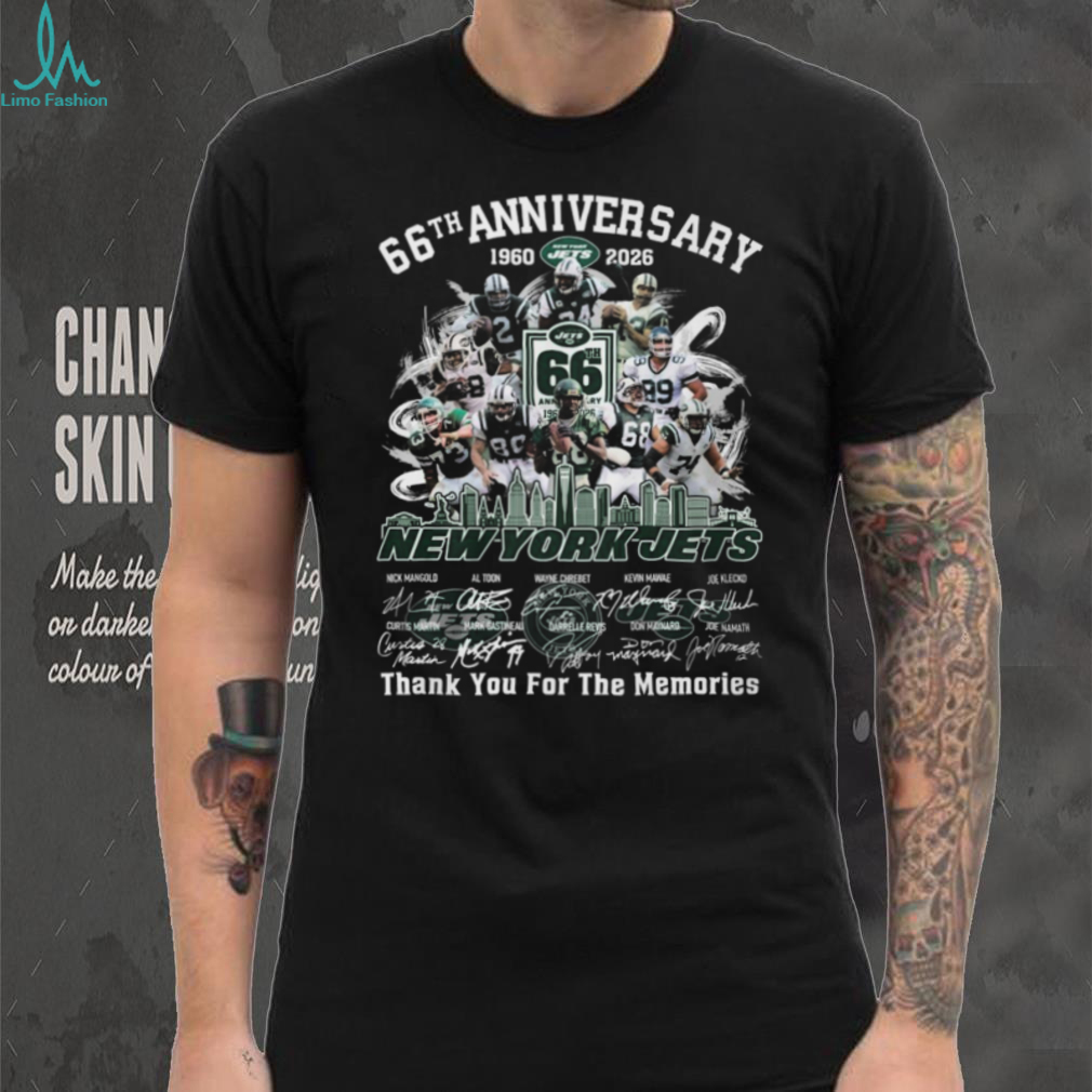 New York Jets 66th Anniversary 1960 2026 Players Signatures T Shirt New York Jets 66th Anniversary 1960 2026 Players Signatures T Shirt