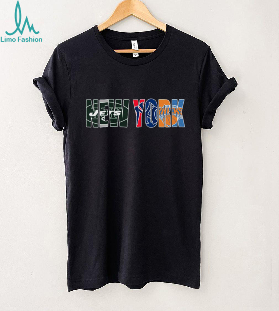 New York Jets and Knicks Crossover T Shirt New York Jets and Knicks Crossover T Shirt