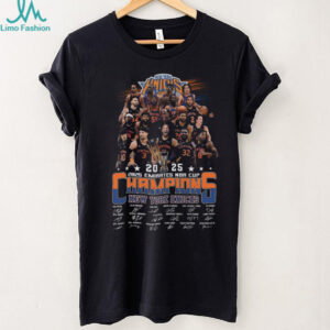 New York Knicks 2025 Emirates NBA Cup Champions Players Signatures T Shirt
