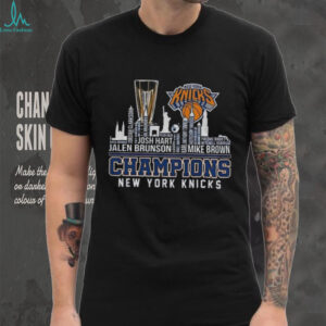 New York Knicks Basketball 2025 NBA Cup Champions Skyline City Names shirt