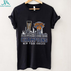 New York Knicks Basketball 2025 NBA Cup Champions Skyline City Names shirt