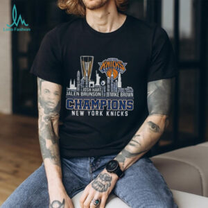 New York Knicks Basketball 2025 NBA Cup Champions Skyline City Names shirt