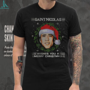 Nicolas Cage St Nicolas Christmas wishes you a Merry Christmas shirt