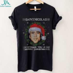 Nicolas Cage St Nicolas Christmas wishes you a Merry Christmas shirt