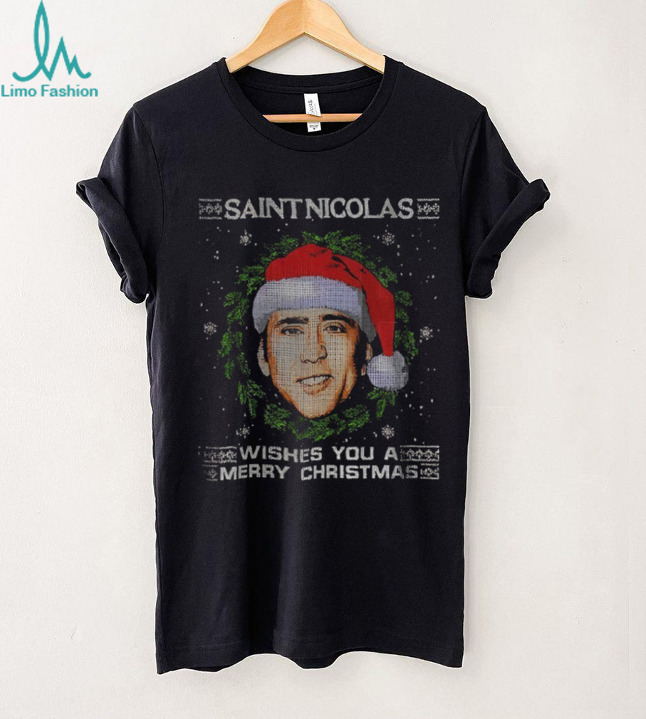 Nicolas Cage St Nicolas Christmas wishes you a Merry Christmas shirt Nicolas Cage St Nicolas Christmas wishes you a Merry Christmas shirt