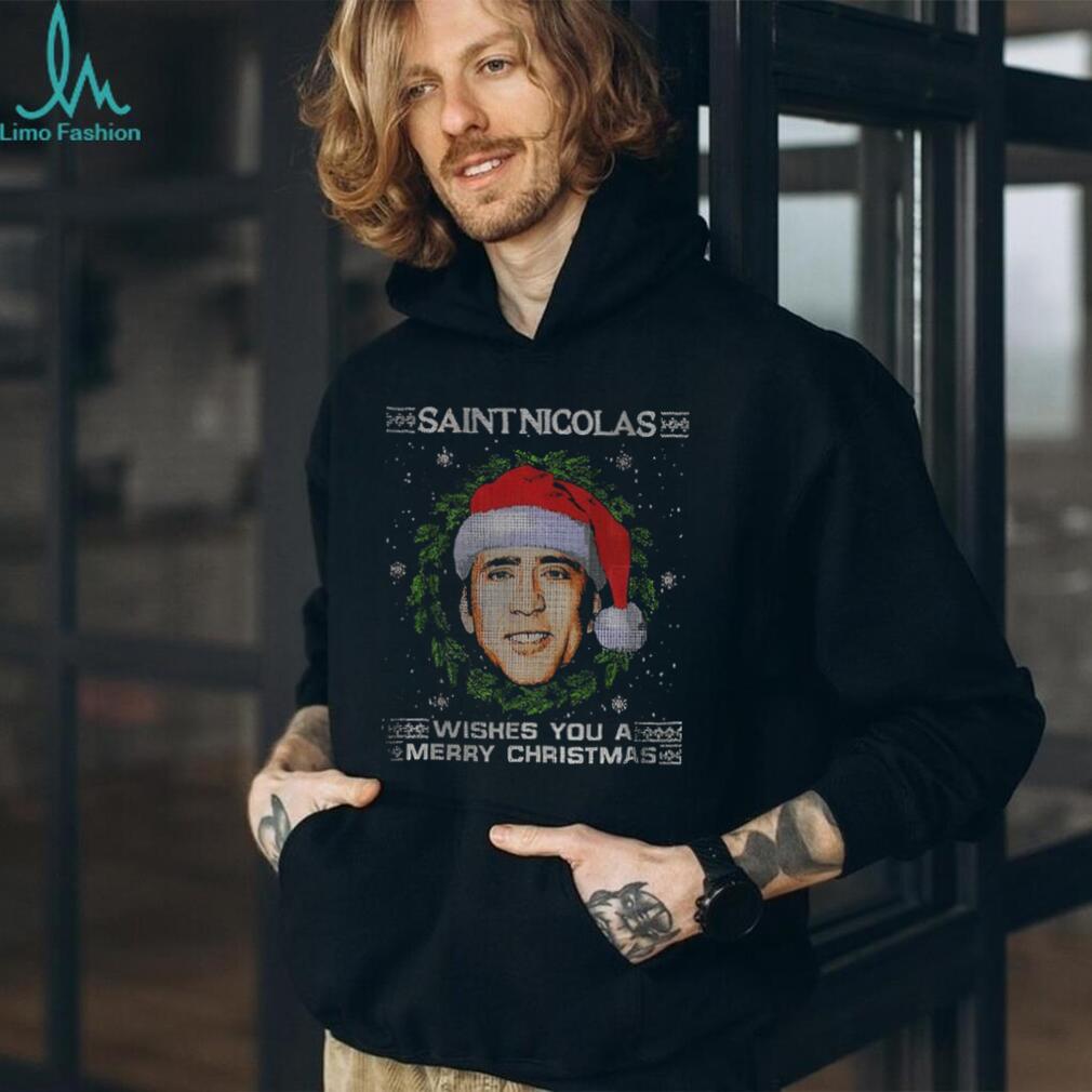 Nicolas Cage St Nicolas Christmas wishes you a Merry Christmas shirt Nicolas Cage St Nicolas Christmas wishes you a Merry Christmas shirt