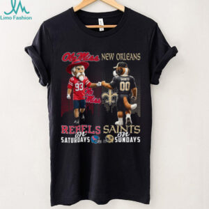 Ole Miss Rebels & New Orleans Saints Dual Fandom T Shirt