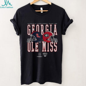 Ole Miss Rebels vs Georgia Bulldogs Football 2026 helmet matchup New Orleans shirt