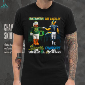 Oregon Ducks and Los Angeles Chargers crossover T shirt Oregon Ducks and Los Angeles Chargers crossover T shirt