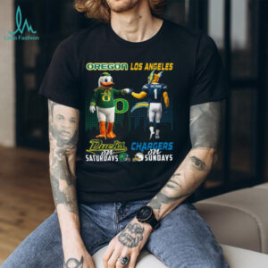 Oregon Ducks and Los Angeles Chargers crossover T shirt
