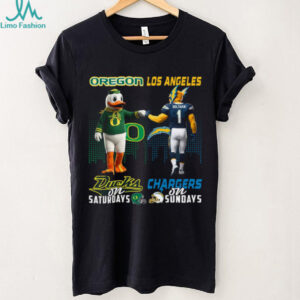 Oregon Ducks and Los Angeles Chargers crossover T shirt