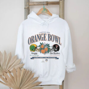 Oregon Ducks vs Texas Tech Red Raiders Football helmet Capital One Orange Bowl 2026 shirt