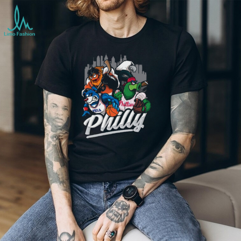 Philadelphia Sports Teams Mascot Skyline T Shirt Recovered Philadelphia Sports Teams Mascot Skyline T Shirt Recovered