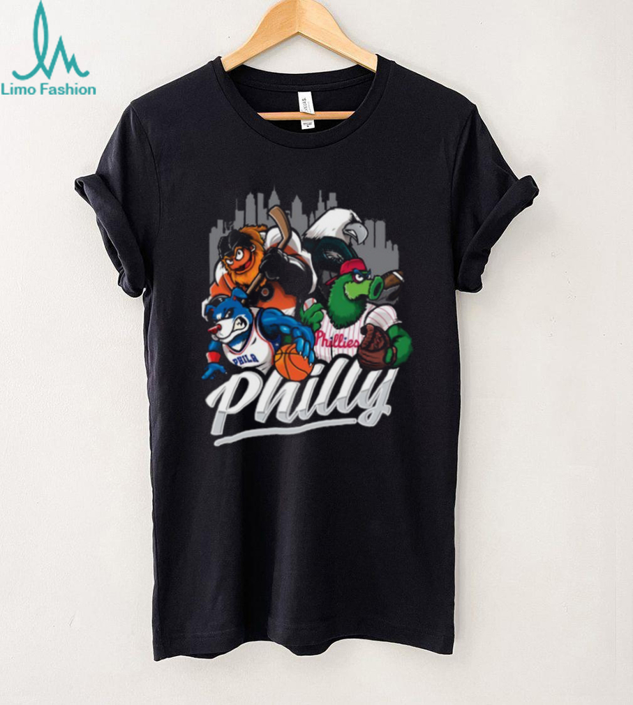 Philadelphia Sports Teams Mascot Skyline T Shirt Recovered Philadelphia Sports Teams Mascot Skyline T Shirt Recovered