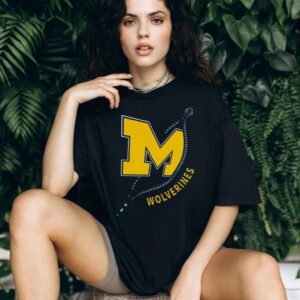 Michigan Wolverines M Block Logo Zipper Graphic T Shirt