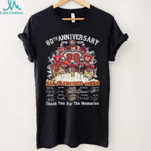 San Francisco 49ers 80th Anniversary 1946 2026 Players Signatures T Shirt San Francisco 49ers 80th Anniversary 1946 2026 Players Signatures T Shirt
