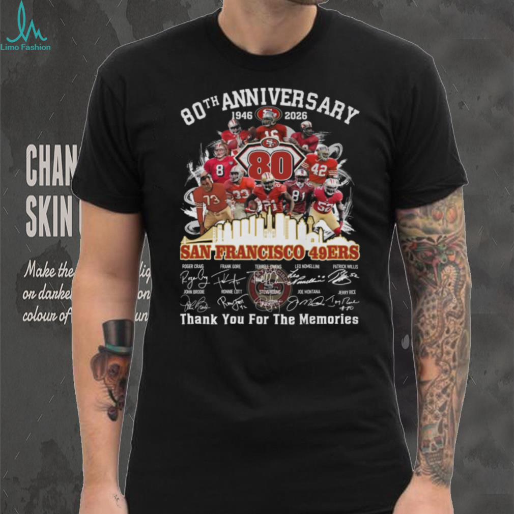 San Francisco 49ers 80th Anniversary 1946 2026 Signatures Shirt San Francisco 49ers 80th Anniversary 1946 2026 Signatures Shirt