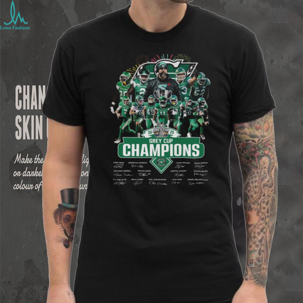 Saskatchewan Roughriders 2025 Grey Cup Champions Roster Shirt Saskatchewan Roughriders 2025 Grey Cup Champions Roster Shirt