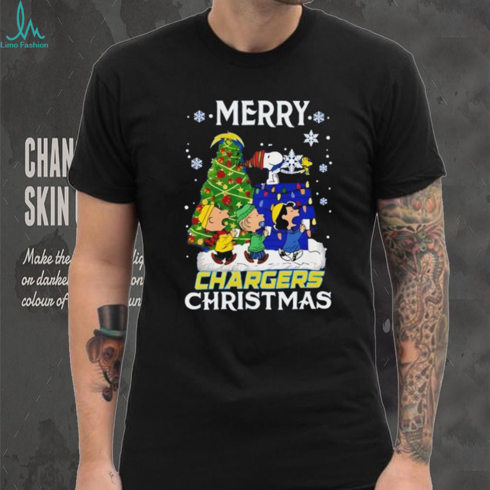 Snoopy And Friends Merry Los Angeles Chargers Christmas NFL shirt Snoopy And Friends Merry Los Angeles Chargers Christmas NFL shirt