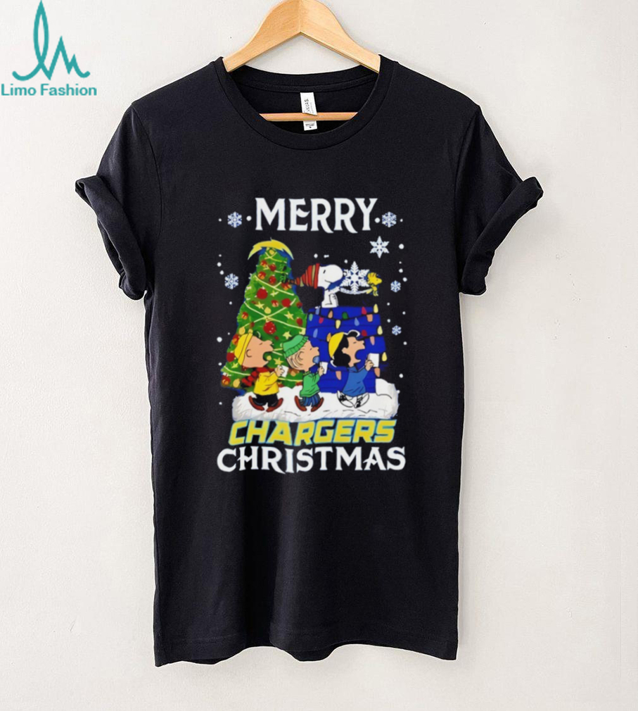 Snoopy And Friends Merry Los Angeles Chargers Christmas NFL shirt Snoopy And Friends Merry Los Angeles Chargers Christmas NFL shirt