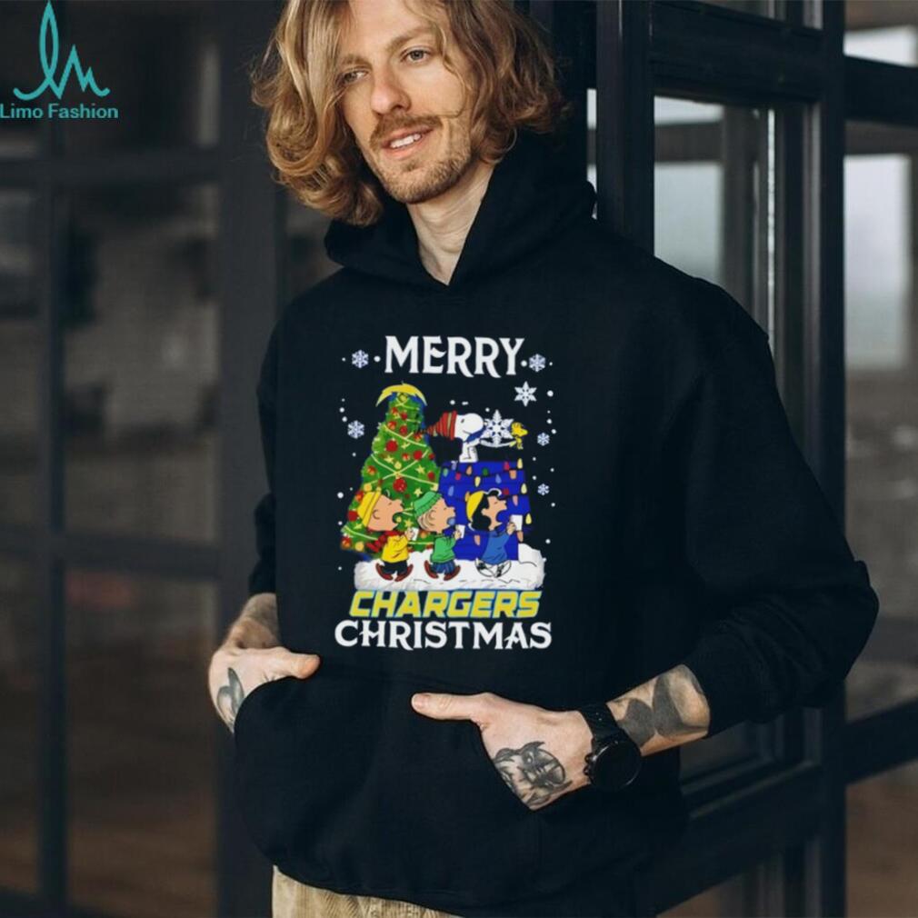 Snoopy And Friends Merry Los Angeles Chargers Christmas NFL shirt Snoopy And Friends Merry Los Angeles Chargers Christmas NFL shirt