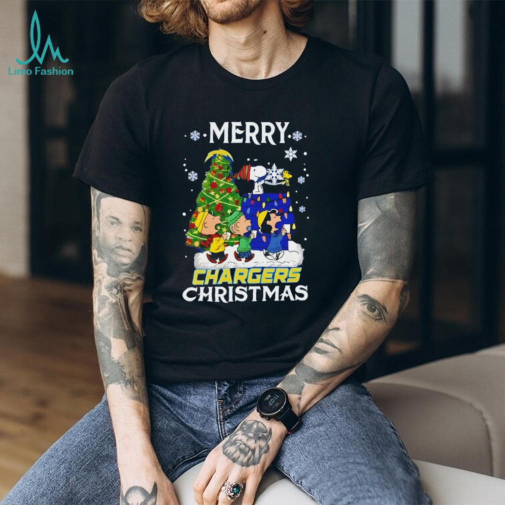 Snoopy And Friends Merry Los Angeles Chargers Christmas NFL shirt Snoopy And Friends Merry Los Angeles Chargers Christmas NFL shirt
