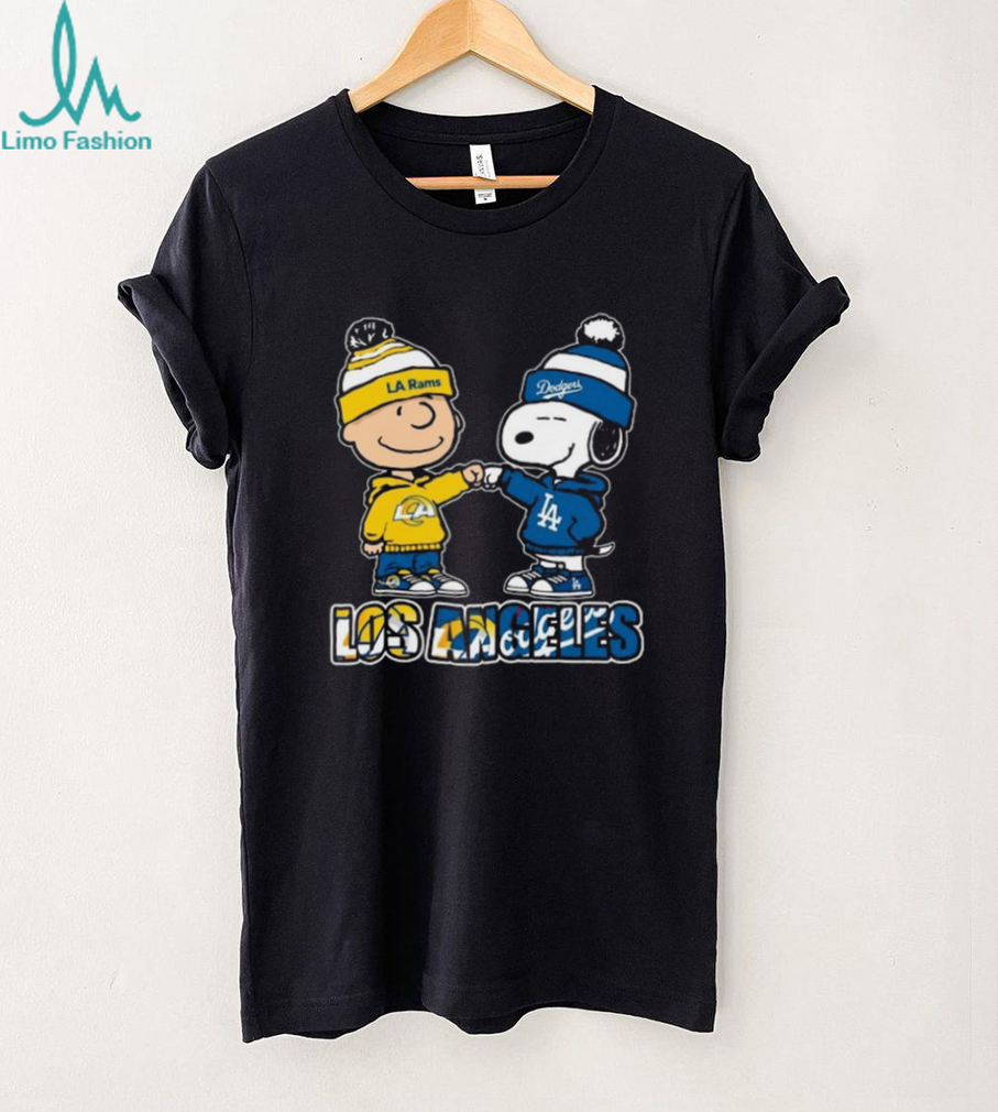 Snoopy and Charlie Brown LA Sports Fan Christmas T Shirt Snoopy and Charlie Brown LA Sports Fan Christmas T Shirt