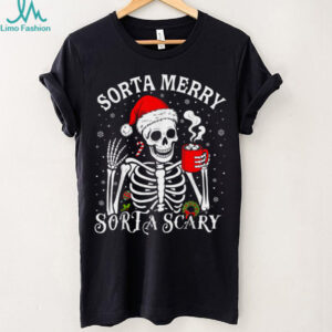 Sorta Merry Sorta Scary Retro Skeleton Hot Cocoa Christmas T Shirt