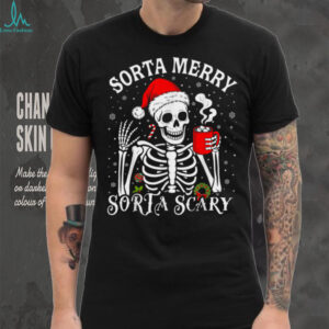 Sorta Merry Sorta Scary Retro Skeleton Hot Cocoa Christmas T Shirt