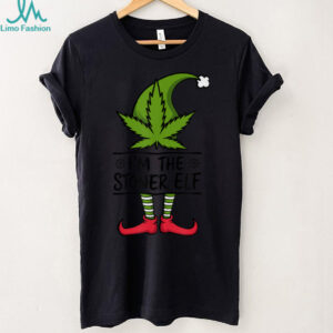 Stoner Elf Weed Leaf Funny 420 Christmas Cannabis Holiday T Shirt