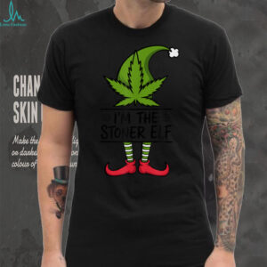 Stoner Elf Weed Leaf Funny 420 Christmas Cannabis Holiday T Shirt