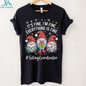 Testing Coordinator Gnome Everything is Fine Funny Christmas T Shirt