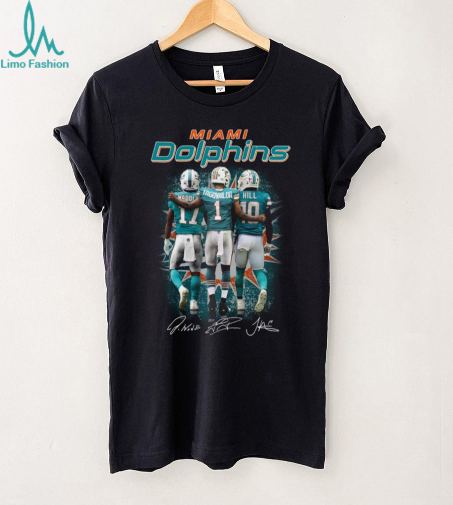 Tua Tagovailoa, Jaylen Waddle, Tyreek Hill Miami Dolphins Fan Gear Tee Tua Tagovailoa, Jaylen Waddle, Tyreek Hill Miami Dolphins Fan Gear Tee