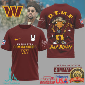Washington Commanders Official NFL Bad Bunny 3D Shirt