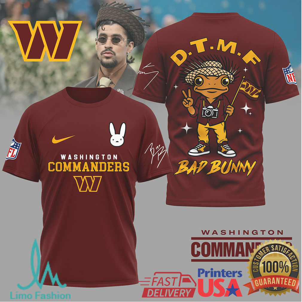 Washington Commanders Official NFL Bad Bunny 3D Shirt Washington Commanders Official NFL Bad Bunny 3D Shirt