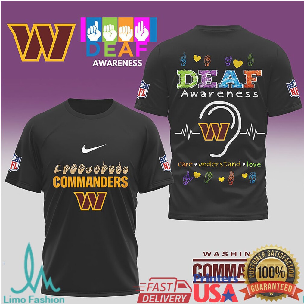 Washington Commanders Official NFL Deaf Awareness 3D Shirt Washington Commanders Official NFL Deaf Awareness 3D Shirt