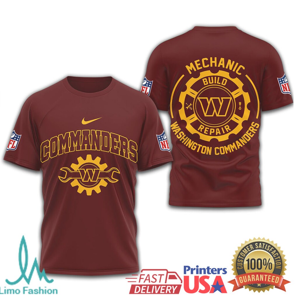 Washington Commanders Official NFL Mechanic 3D Shirt Washington Commanders Official NFL Mechanic 3D Shirt
