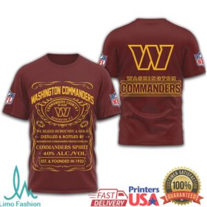 Washington Commanders Official NFL Whiskey 3D Shirt Washington Commanders Official NFL Whiskey 3D Shirt